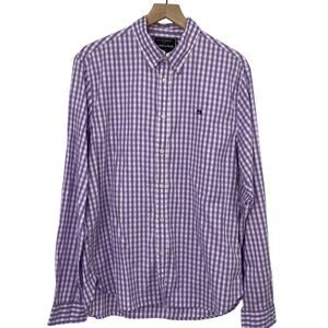 Scotch & Soda Favorite Shirt Regular Fit Checked Gingham Purple White Mens XL